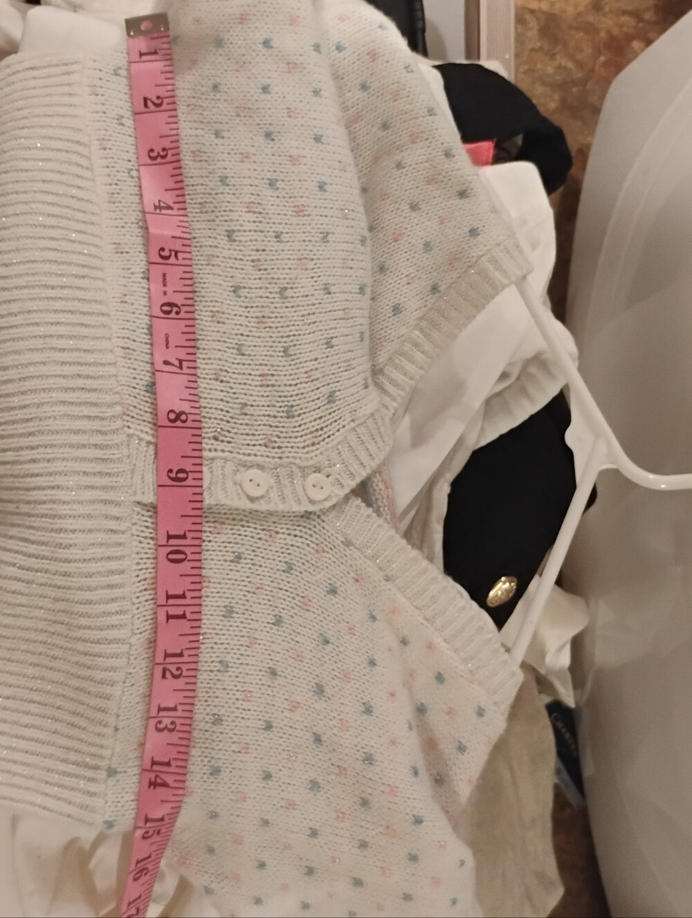 1980s does 1930s Wippette Womens Pastel Cropped Buttoned Bishop Sleeve Sweater - Picture 5 of 5